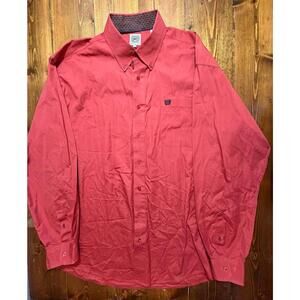 Cinch Western Shirt Mens Large Red Button Down Long Sleeve